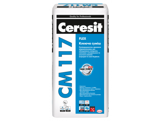 Еластична клеюча суміш для натурального каменю Ceresit CM 117 Flex 25 кг