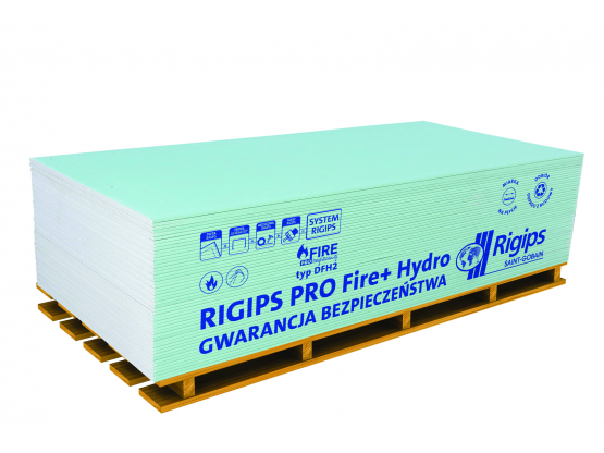 Гипсокартон огне-влагостойкий Rigips PRO Fire + Hydro (стеновой), 12.5*1200*2000 мм