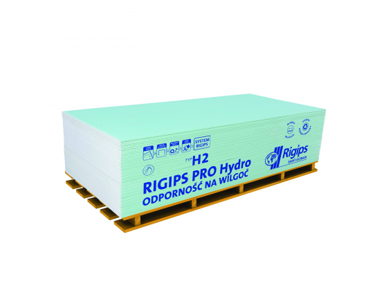 Гіпсокартон вологостійкий Rigips PRO Hydro (стіновий), 12.5*1200*2600 мм