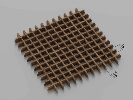 Потолок ГРИЛЬЯТО 50x50 мм классическое тёмное дерево
