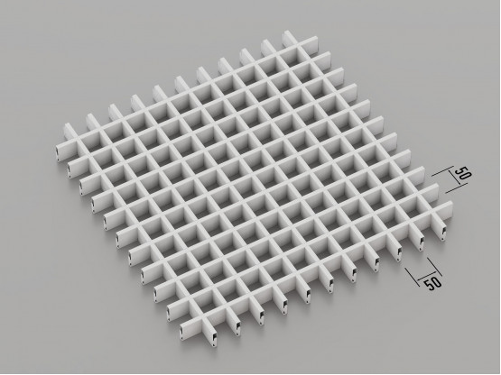 Потолок ГРИЛЬЯТО 50x50 мм классическое GL в модульную систему RAL 9003, белый