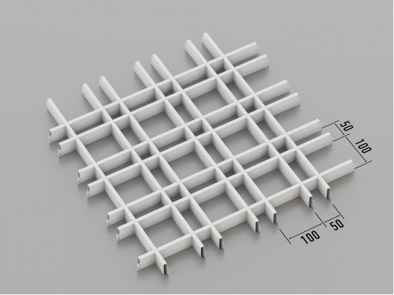 Потолок ГРИЛЬЯТО 100х50 мм нестандарт RAL 9003, белый