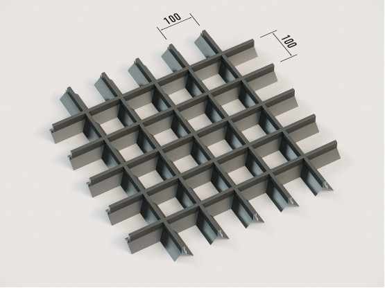 Потолок ГРИЛЬЯТО 100x100 мм пирамидальное RAL 9005, чёрный