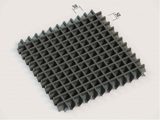 Потолок ГРИЛЬЯТО 50x50 мм пирамидальное RAL 9005, чёрный