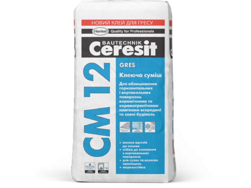 Клеящая смесь для керамогранита Ceresit CM 12 Gres 25кг